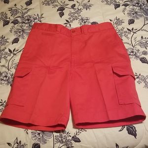 Mens Red Lands' End Cargo Shorts NWOT Sz. 34 W/9" Inseam ,7 Pockets, Belt Loops